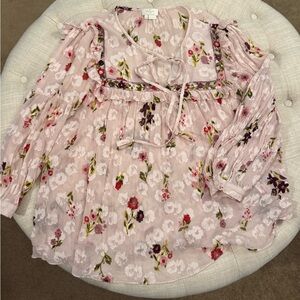 Elegant Kate Spade Silk Floral Blouse with Tie Accent